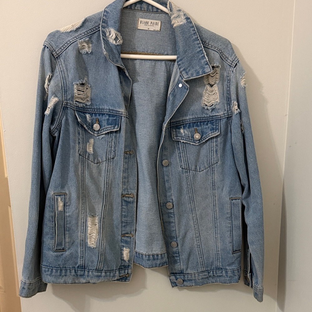 Blank Paige Light Wash Distressed Denim Jacket